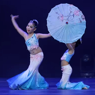 女童舞蹈沐雨山涧鱼尾裙定制