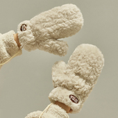 毛绒冬季 手套保暖女士加厚可爱挂绳防寒防冻学生加绒冬天骑车东北