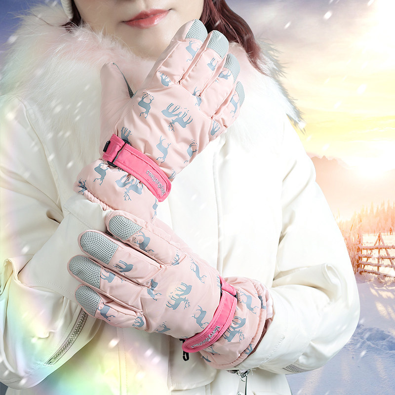 羽绒滑雪手套秋冬季女加绒加厚防水防寒户外骑行保暖印花小鹿卡通,服饰配件/皮带/帽子/围巾,手套,淘宝优惠券,粉丝福利购,淘宝优惠卷