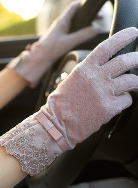 布塔春秋纯棉防晒开车薄手套夏季女士骑车防滑透气秋季女款驾驶