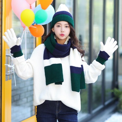 秋冬季针织毛线生日礼物围巾手套