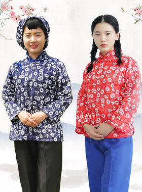 村姑民国风碎花广场舞演出服