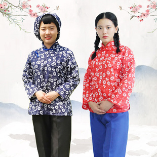 阿庆嫂采茶女村姑碎花秧歌舞台表演白毛女喜儿古装丫鬟黄梅戏服