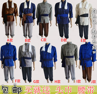 农村平民百姓阿宝演出服农民服装 小二服老土布衣 民国马褂男囚古装