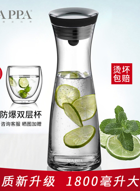 NAPPA冷水壶雕花耐热防爆北欧玻璃水壶 大容量家用花茶果汁凉水壶