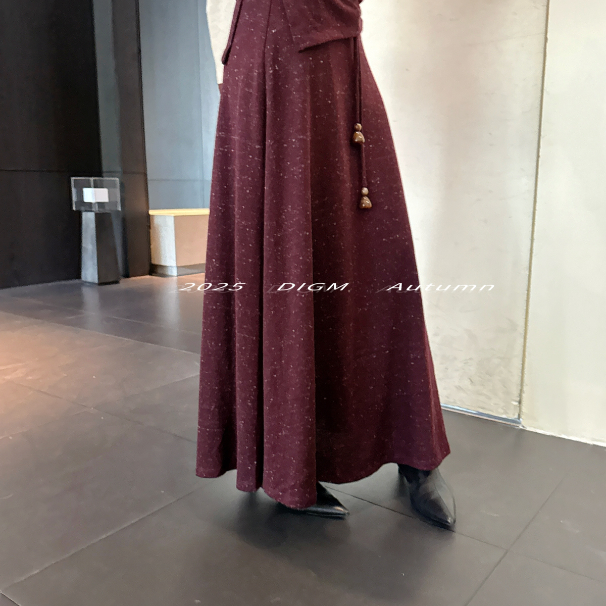 DIGM-极简高级感纯色松紧腰a摆显瘦针织半身裙(含3.5羊毛)A17399
