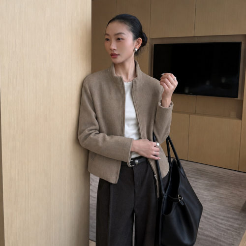 6UP韩系秋冬立领毛呢外套女13行拿货新款韩系极简慵懒高级感61590