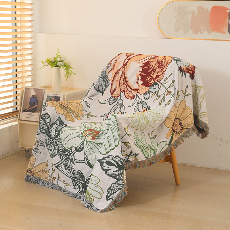 四季款轻奢风单人沙发毯沙发巾盖巾防尘布装饰布空调毯露营毯盖毯