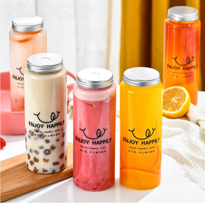 本宫瘦高瓶自制杨枝甘露奶茶杯带盖网红胖胖果汁饮料冷泡茶塑料瓶