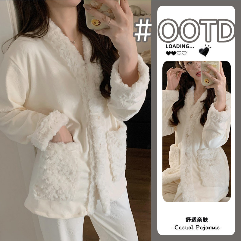 睡衣女士秋冬款海岛绒长袖家居服新款玫瑰压花开衫高级感可外穿,女士内衣/男士内衣/家居服,睡衣/家居服套装,淘宝优惠券,粉丝福利购,淘宝优惠卷