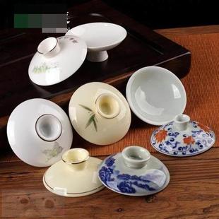 青瓷单盖三才盖碗茶碗茶杯盖子配盖陶瓷功夫茶具配件零配白瓷大号
