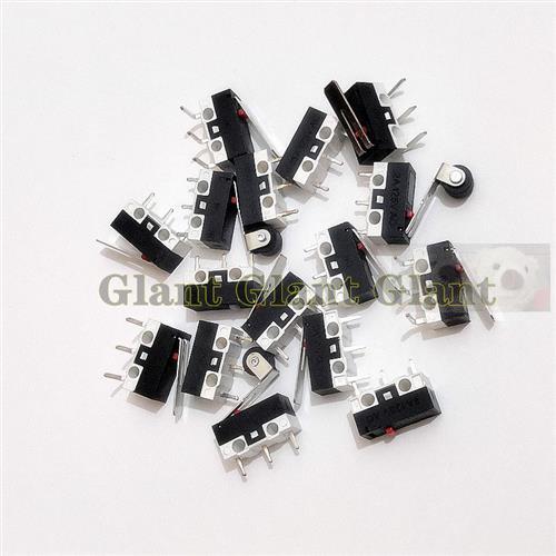 包邮鼠标开关微动轻触开关三脚无柄直柄弯柄滚轮弯脚2A小按键开关