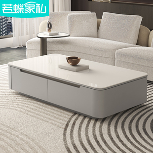 2025实木烤漆 茶几电视柜组合 现代简约小户型客厅家用岩板落地