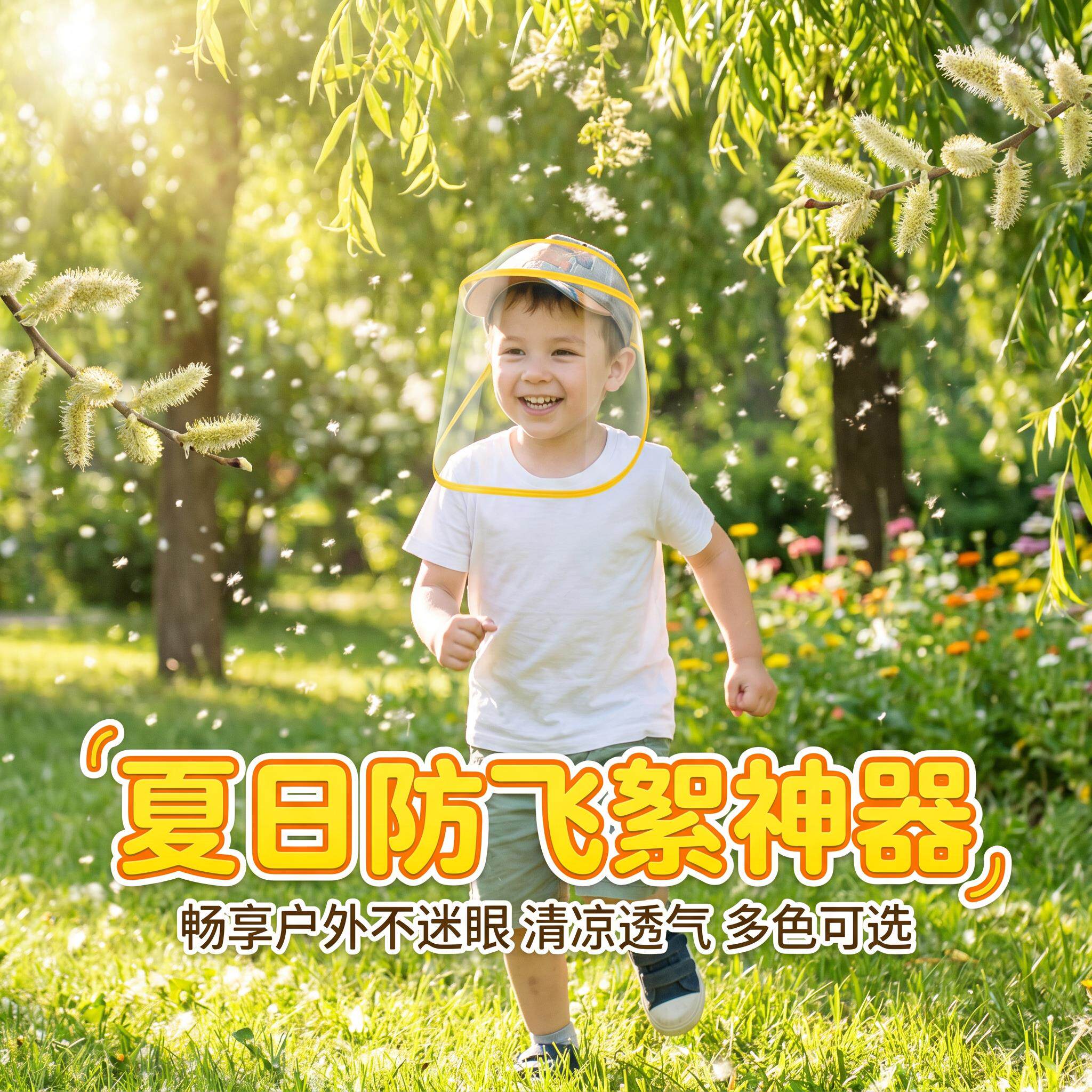 防柳絮过敏面罩儿童男女宝宝外出全脸防护防花粉透气夏季防晒面纱