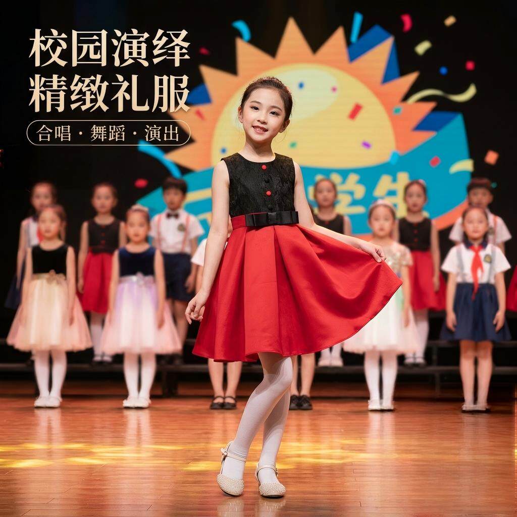 儿童朗诵演出服新款幼儿合唱团学生表演服六一节男女童主持人服装