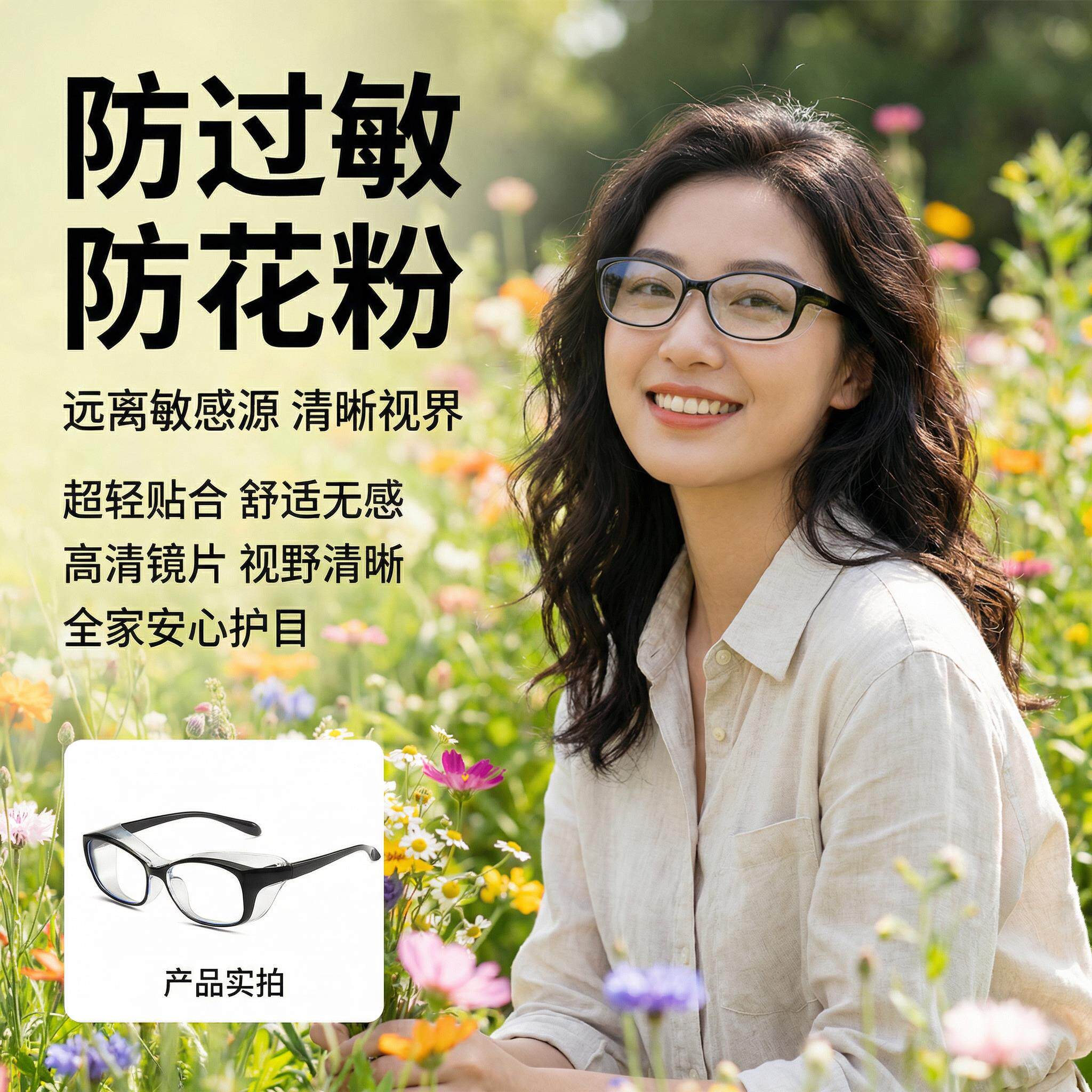 护目镜成人户外防花粉过敏防尘防风沙保护眼睛防蓝光安全防护眼镜