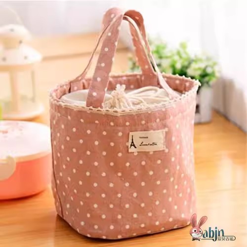 圆形保温小号便当包饭盒袋子小学生装碗带饭的手提包帆布可爱大号