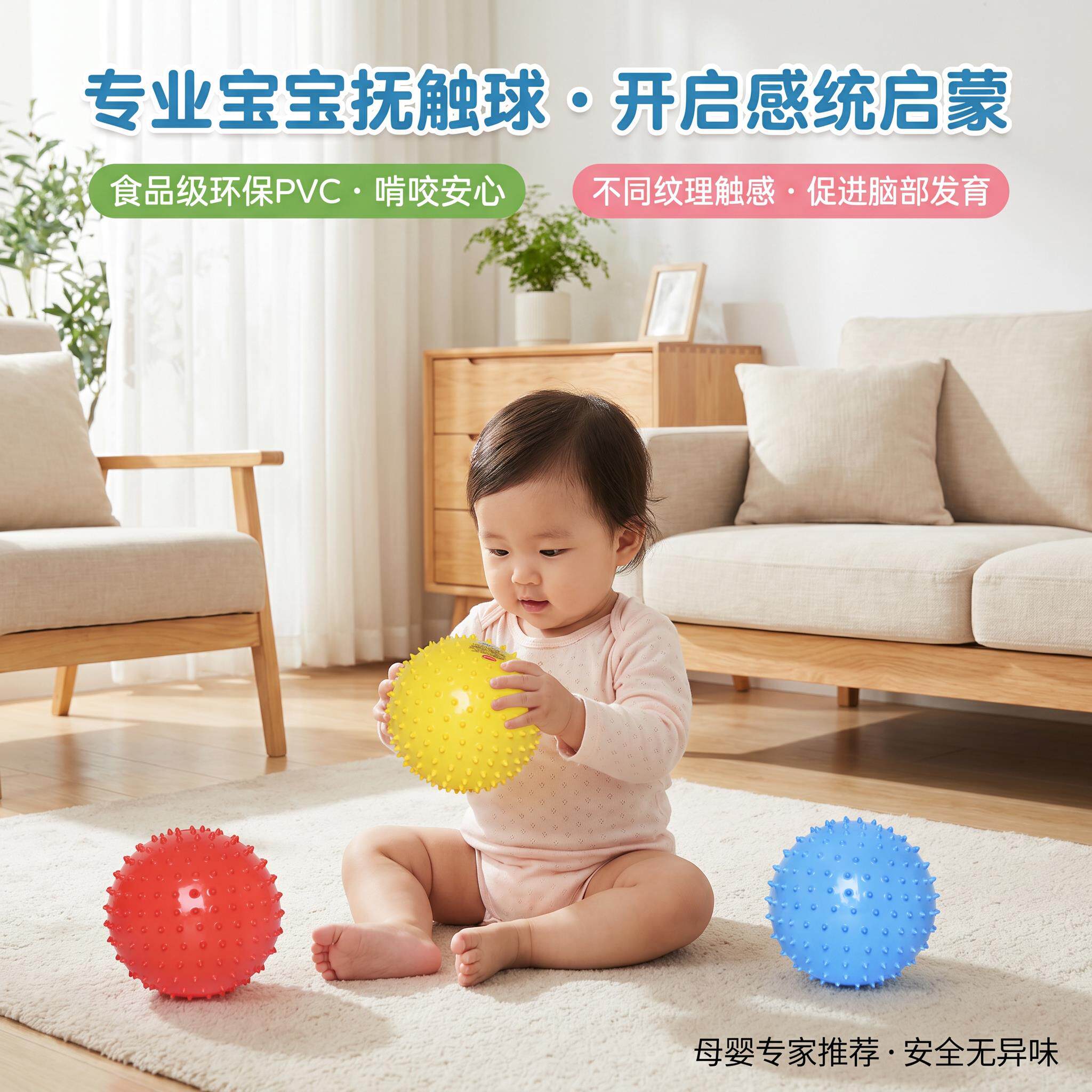 抚触球按摩球儿童感统训练一岁宝宝玩的小皮球可啃咬婴儿刺球玩具