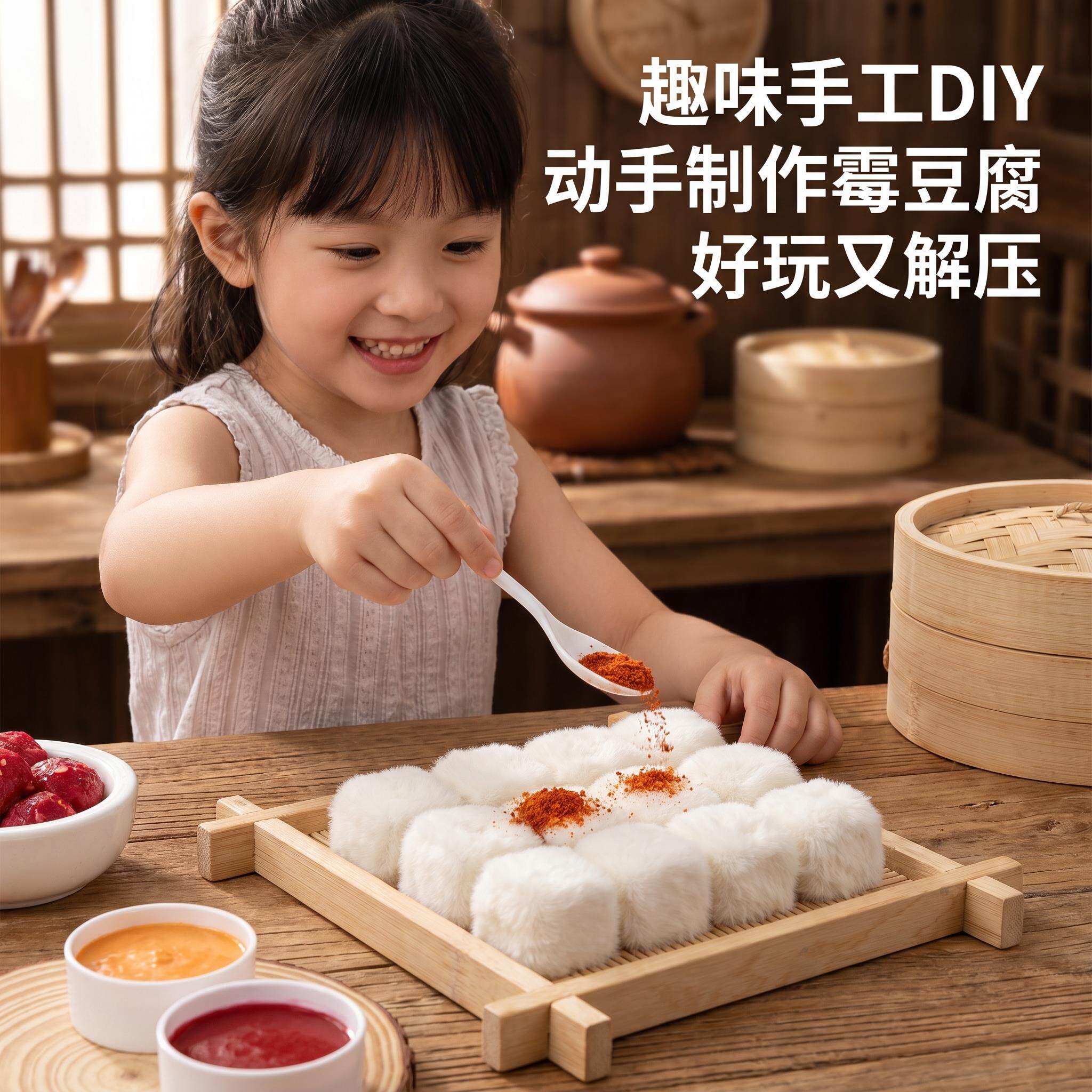 霉豆腐玩具亲子互动益智游戏男女孩过家家手工仿真道具食物材料包