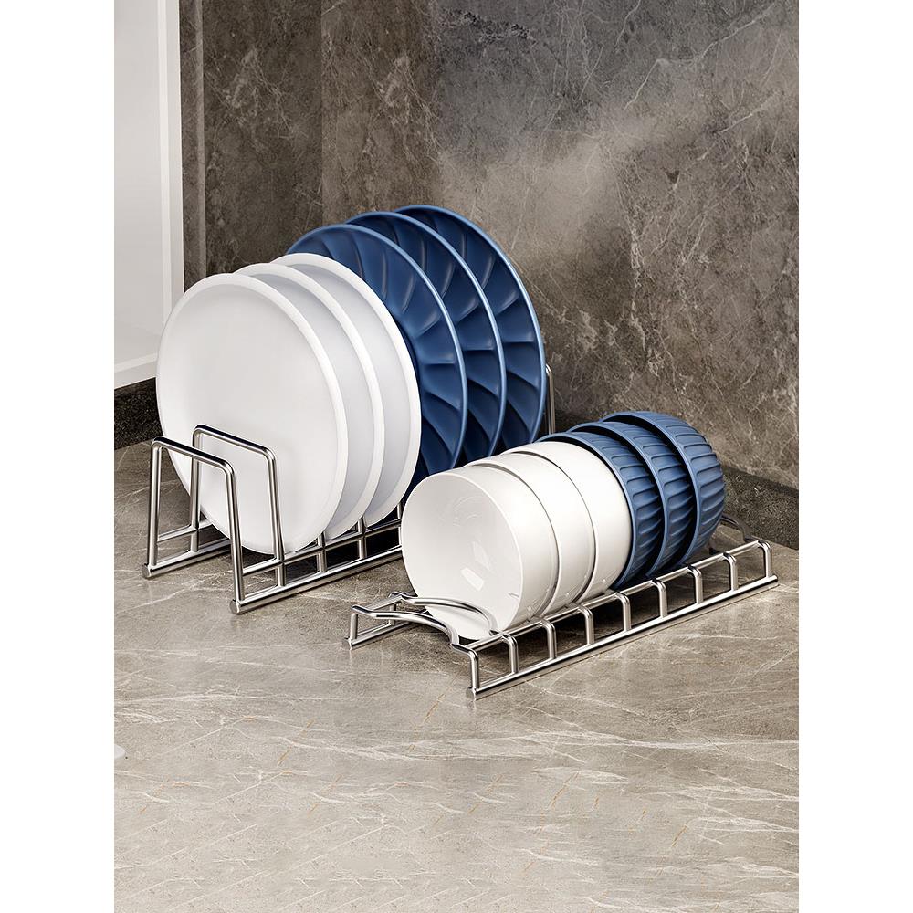 304不锈钢碗碟碗盘收纳架厨房置物架单层沥水架多功能家用放碗架