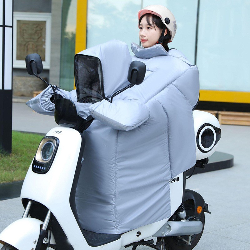 新款电动车挡风被冬季亲子儿童电瓶摩托防雨衣罩保暖加厚绒防风寒
