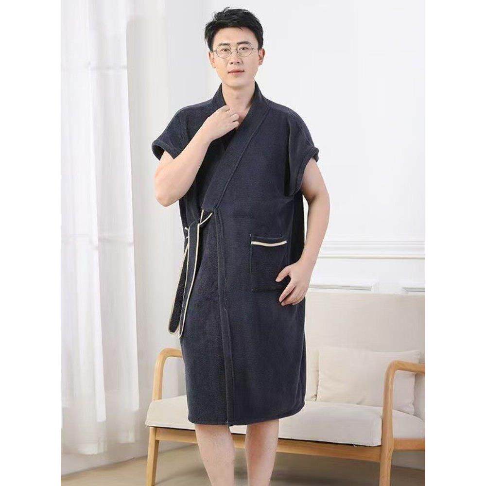 浴袍男士可穿式浴巾2025新款成人比纯棉吸水速干加肥加大睡袍情侣