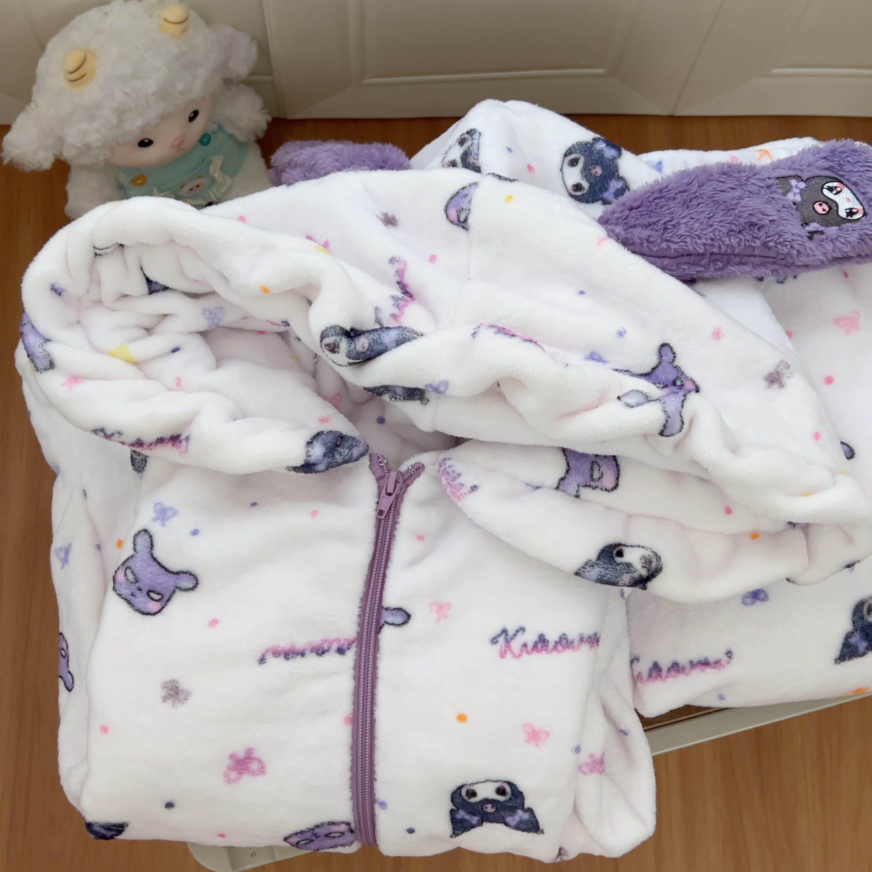 巴库冬季法兰绒连帽睡衣套装