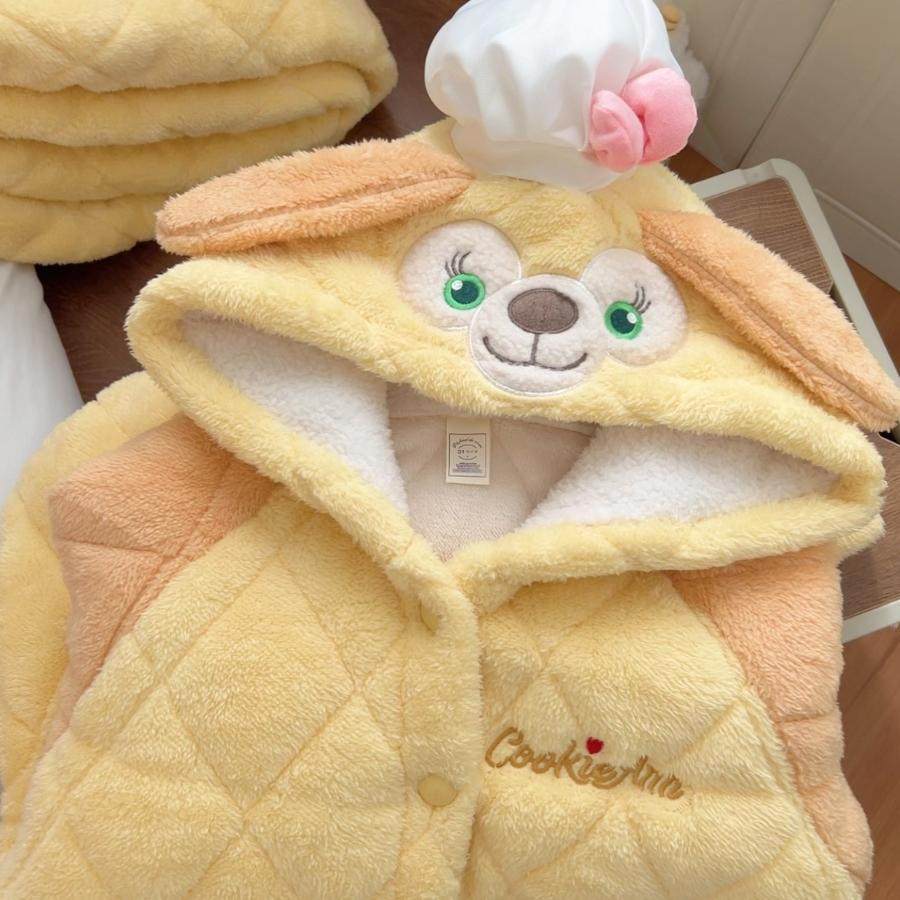 【饼饼三层夹棉睡袍】睡衣女可爱冬季加绒加厚保暖连帽少女套装