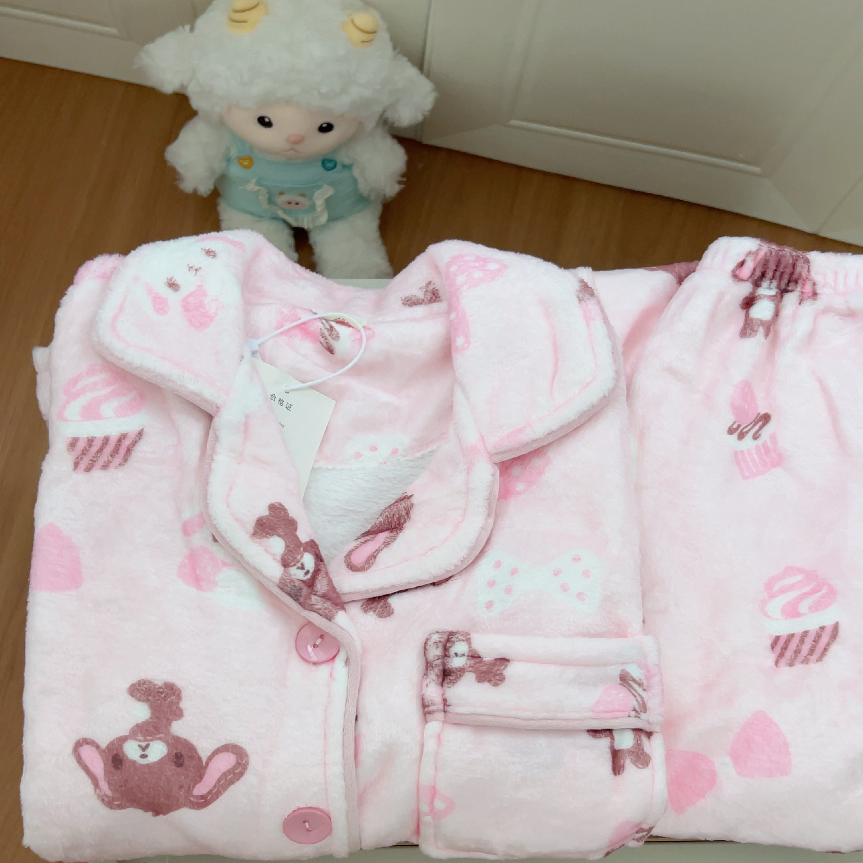 日系ins甜点兔冬季法兰绒睡衣女