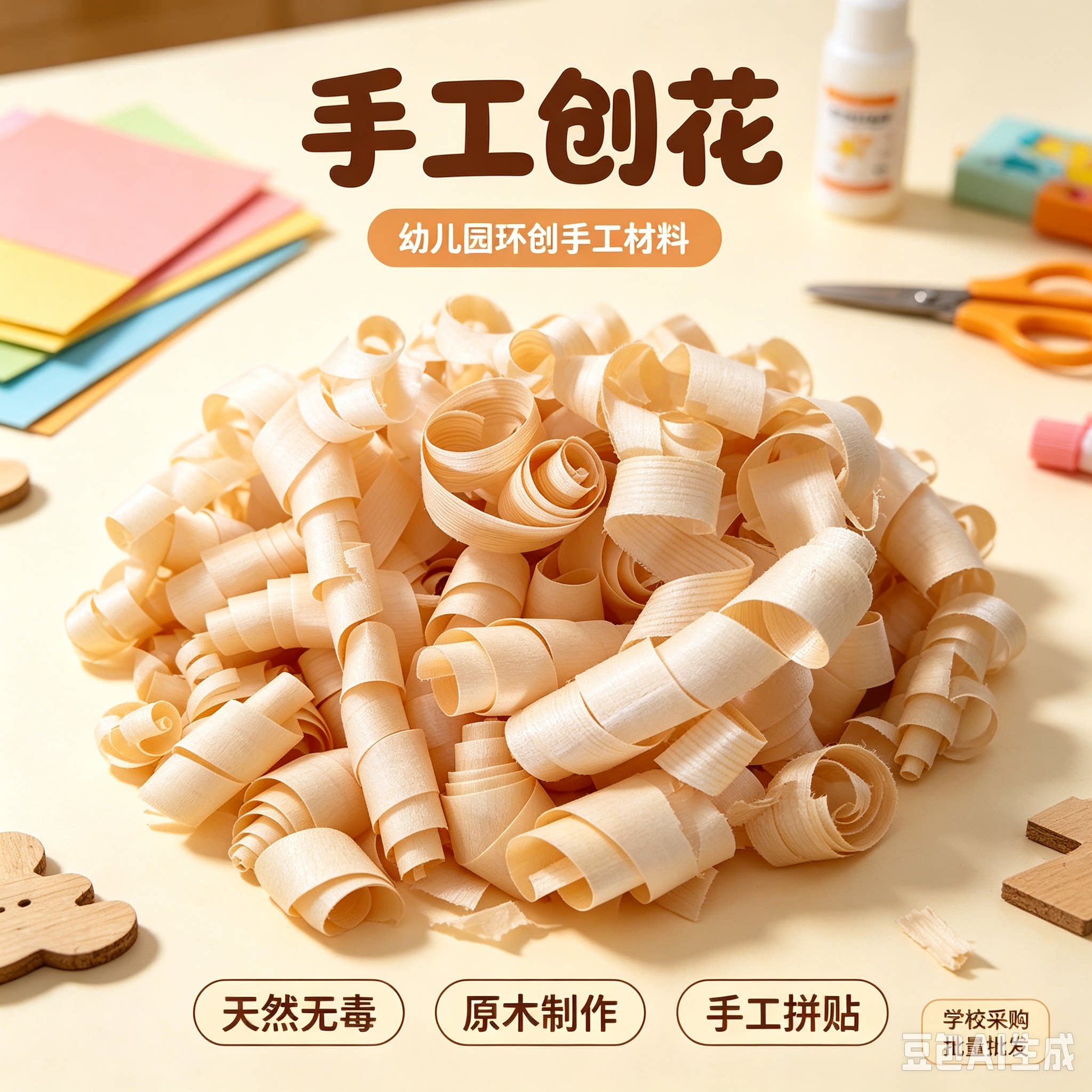 幼儿园手工大刨花木屑用品刨木花木头花刨木卷圈仓鼠垫料刨花灯