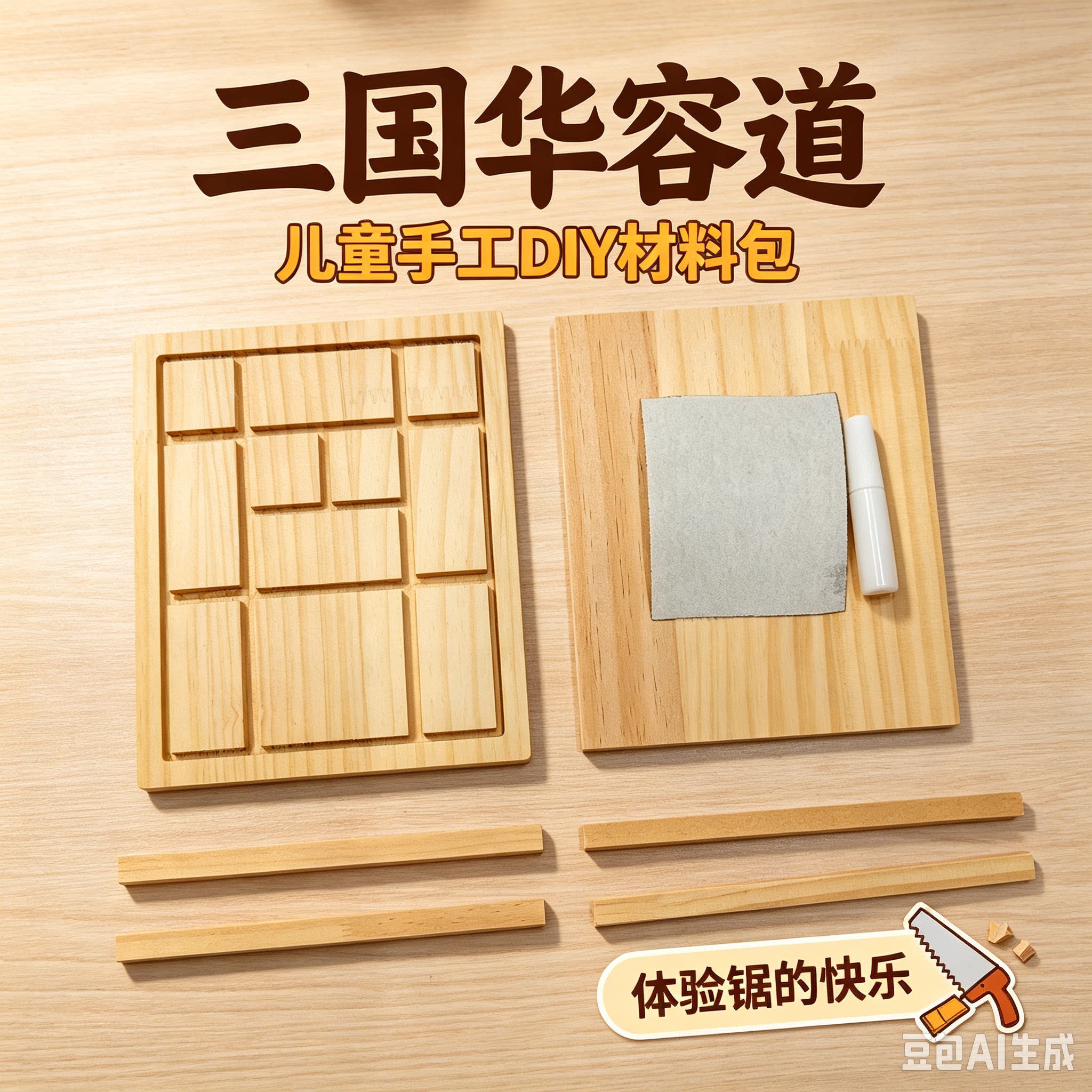 手工diy三国话容道自制华容道材料数字华容道预留切割学校劳技课