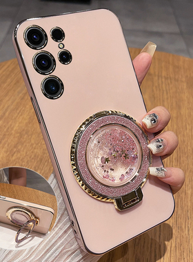 适用三星s24ultra手机壳s24十保护galaxys24fe硅胶套镜头全包S24u防摔软galaxy女加带支架plus新款创意流沙高