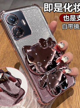 适用vivoy77e手机壳vivo保护y77e硅胶套t1版带镜头膜全包5G防摔V2166BA透明viovy软voy新款女et1支架时尚镜子