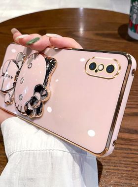 适用iPhoneX手机壳苹果XS保护iphone硅胶套XR全包xmax防摔max软壳xsxmax女ipx带镜子ip9支架iponex可爱8x卡通
