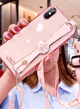 适用iPhoneX手机壳苹果XS保护iphone硅胶套XR腕带斜挎挂绳xmax全包max防摔xsxmax软壳ipx女潮ip9新款可背带8x