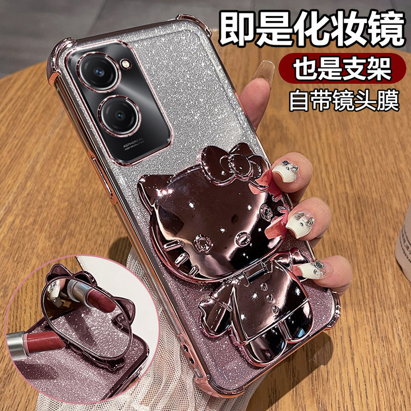 适用vivoy19s手机壳y18保护y17s硅胶套y16全包y15s防摔y12s透明软y15新款y12女y19s带支架镜子vivo海外版可爱