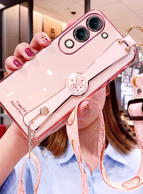 适用vivoy04手机壳y03腕带y02s保护硅胶套y04斜挎挂绳vivo全包防摔voviy软女新款海外国际版可背带钢化膜妈妈