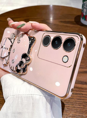 适用vivos17t手机壳vivo保护S17t硅胶套5G全包防摔V2282A软壳vovis可爱vivis步步高t5g带镜子支架175g女卡通v