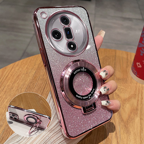 OPPOFindX7闪粉透明带支架保护套