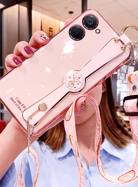 适用realmeV20手机壳真我V20腕带保护硅胶套RMX3611斜挎挂绳5g全包oppo防摔ins软壳3610可背带v205g女realme