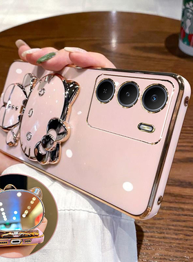 适用realmeV70手机壳真我V70s保护硅胶套RMX3946镜头全包v70防摔3948软壳realme女oppo新款带支架镜子可爱卡