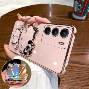 适用realmeV70手机壳真我V70s保护硅胶套RMX3946镜头全包v70防摔3948软壳realme女oppo新款带支架镜子可爱卡