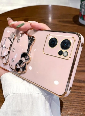 适用opporeno7手机壳reno7pro保护5G硅胶套oppo全包防摔por软壳opopreno女75g潮reon带镜子支架opporeon7可爱