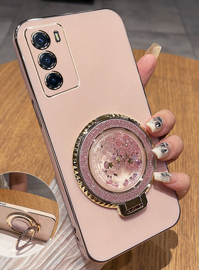 适用vivoT1手机壳vivoT1x保护硅胶套vivo全包T1防摔V2115A软壳vovit流沙女vot带支架5g新款T1x可爱2123钢化膜