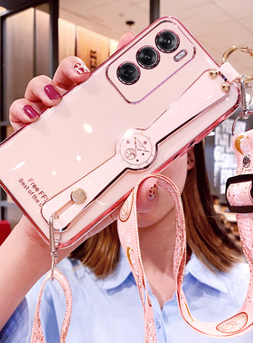 适用opporeno12手机壳reno12pro腕带oppo保护硅胶套5G斜挎挂绳PJV110全包PJW防摔reon软女125g新款0pp0可背带