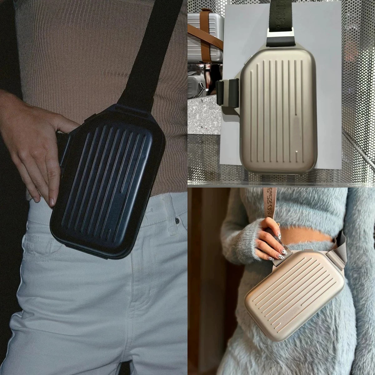 德国R家 硬壳子胸包男女通用时尚旅行斜挎包单肩包迷你胸包斜跨包