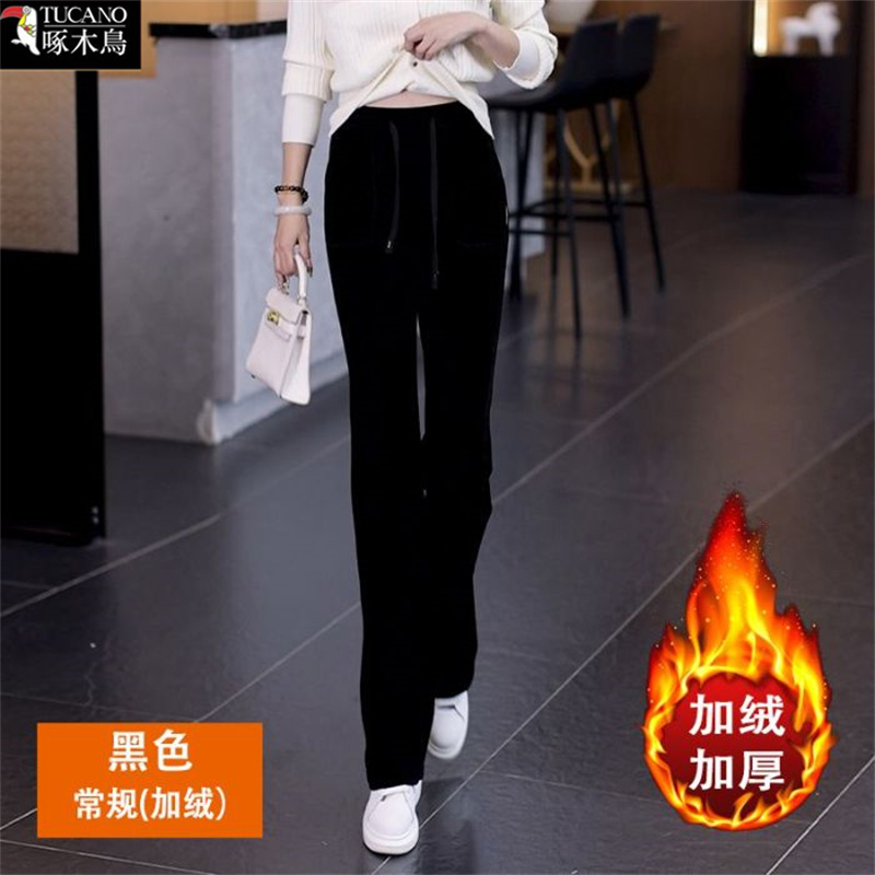 啄木鸟2025年秋冬加绒加厚长裤女