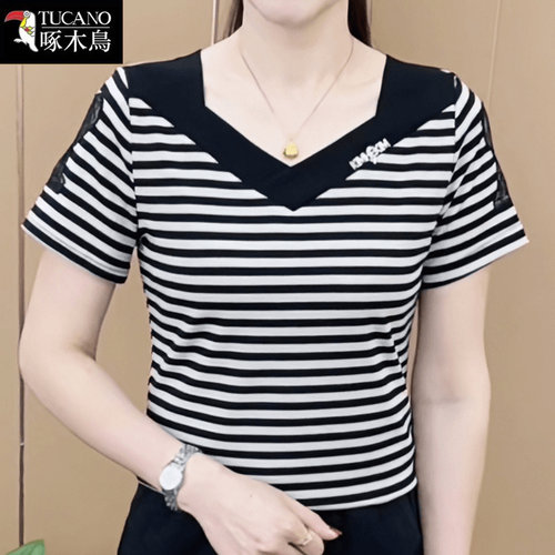 啄木鸟新款大码显瘦中年女装上衣