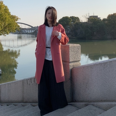 双面羊绒大衣女小个子，春秋冬高级感中长款羊毛西装毛呢外套