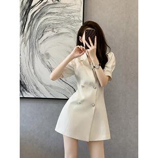 清仓捡漏通勤职业高级感设计感小众小个子白色西装连衣裙短款